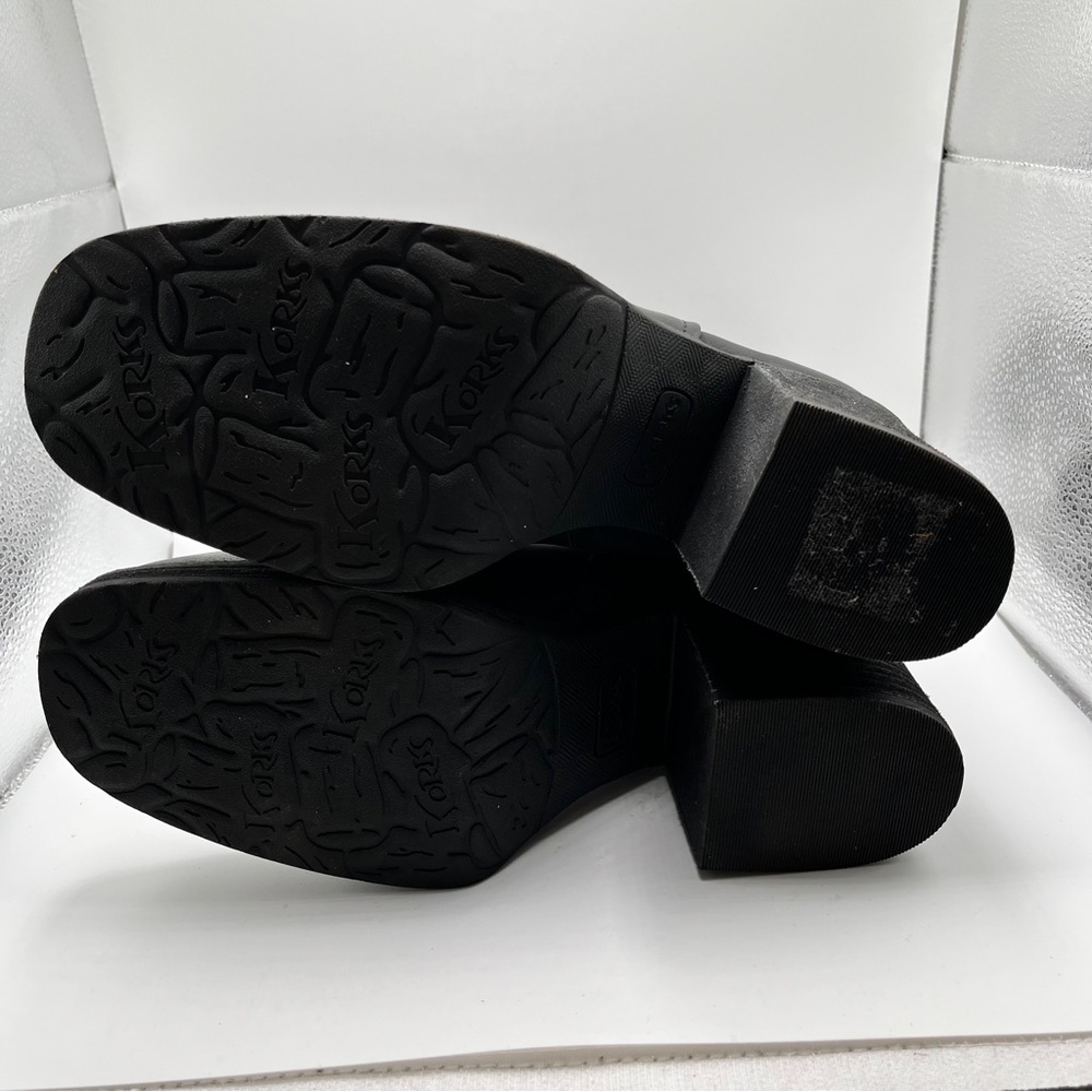 Korks Kork Ease Moergan Black Vegan Side Zip Boots Size 9.5M platform block - Picture 8 of 10